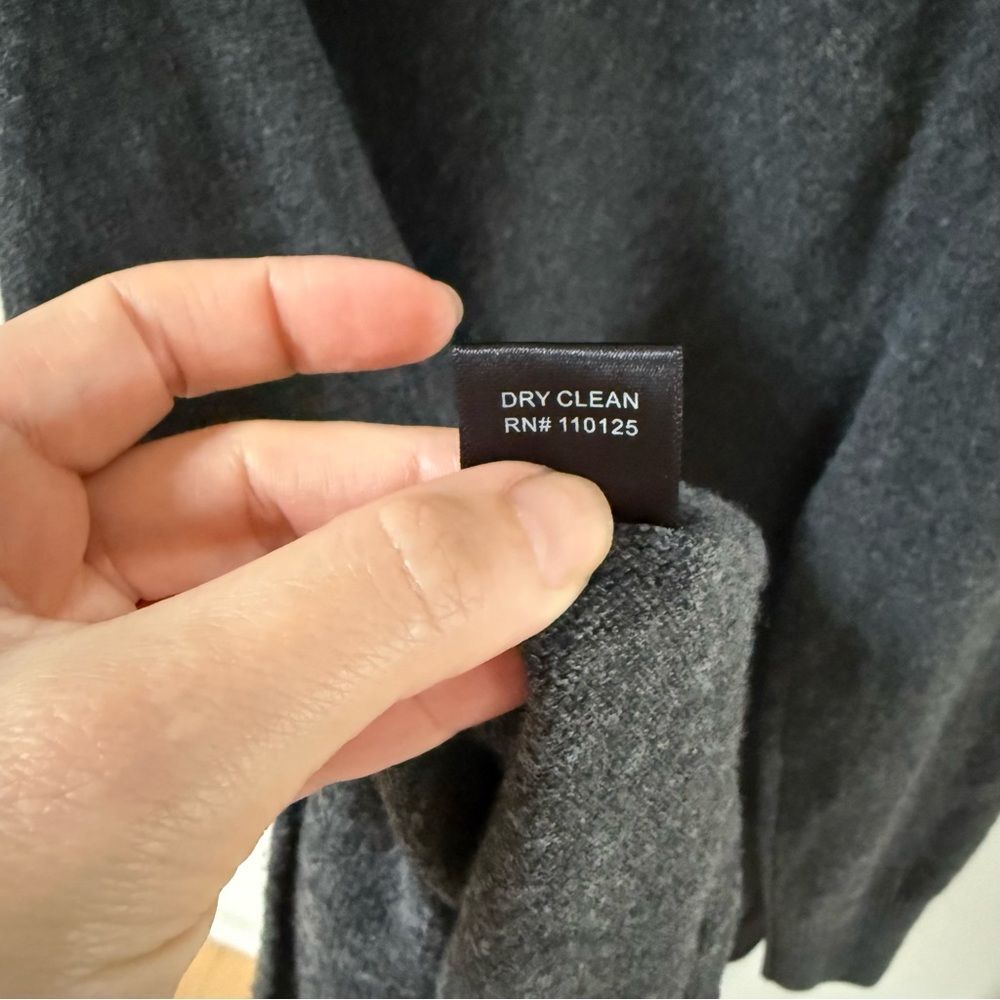Ainsley Open Cashmere & Wool Long Line Cardigan in Charcoal Gray XL - Picture 8 of 9